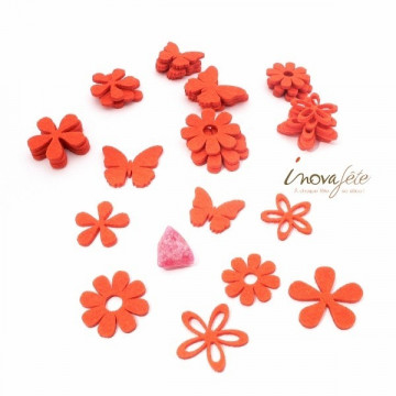 Fleurs et papillons assortis en feutre orange /32 - Label Fête