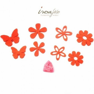 Fleurs et papillons assortis en feutre orange /32 - Label Fête