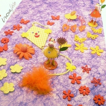 Fleurs et papillons assortis en feutre orange /32 - Label Fête
