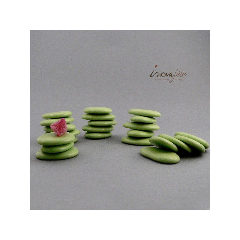 Galet vert plat et brillant /18 Galet vert plat et brillant /18