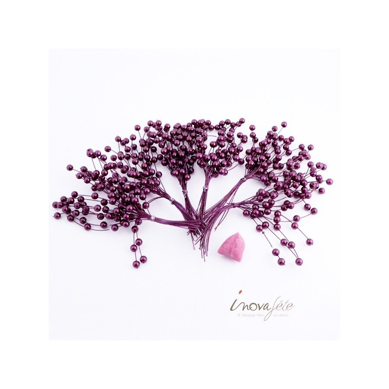 Tige de mini perles violette /6 Tige de mini perles violette /6
