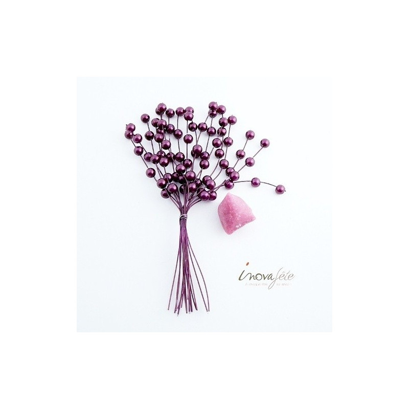 Tige de mini perles violette /16 - Label Fête