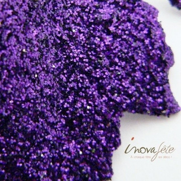Feuille violette pailleté avec tige /24 - Label Fête