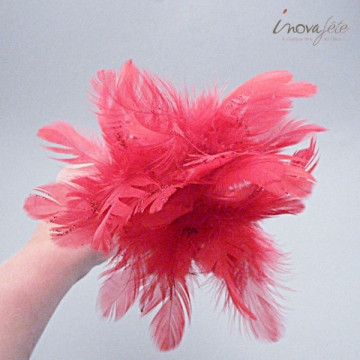 Tiges de plumes rouge pailletées /8 - Label Fête