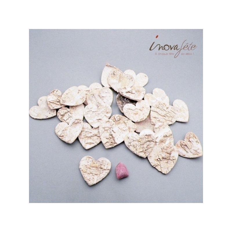 Cœur en écorces ivoire /25 - Label Fête Cœur en écorces ivoire /25 - Label Fête