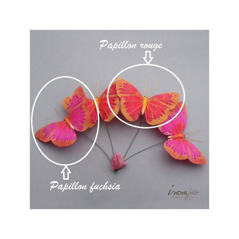 Papillon rose fuchsia sur tige /6