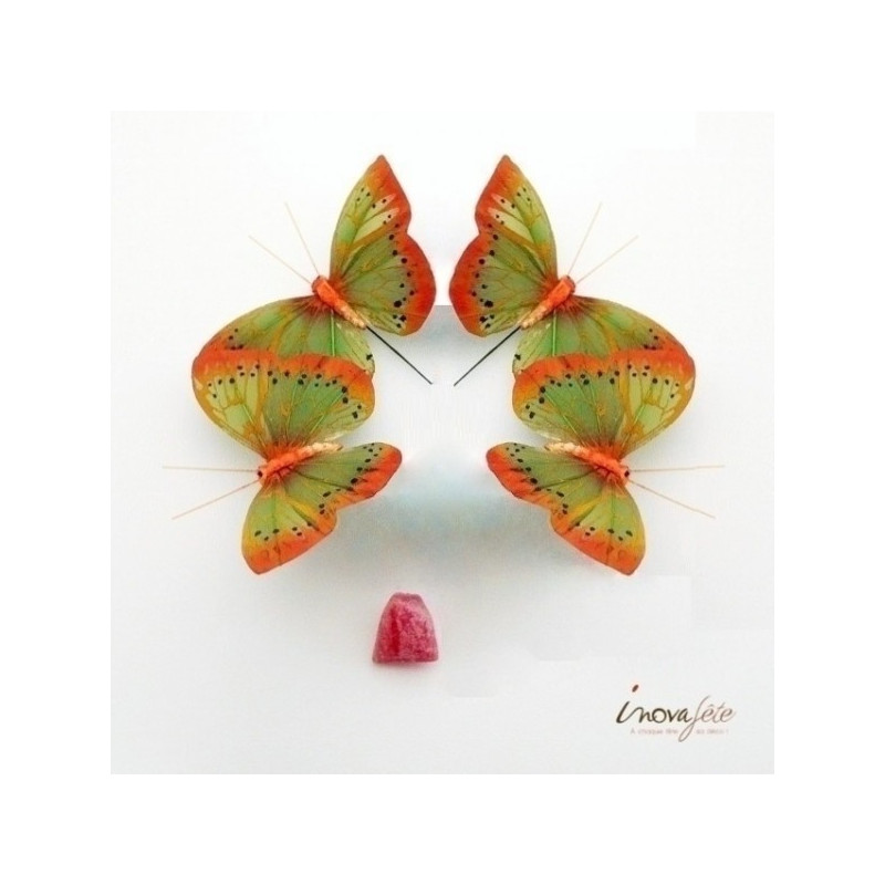 Papillon vert sur tige /6 - Label Fête
