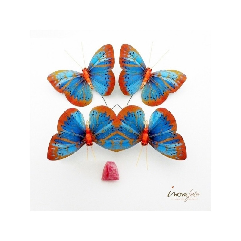 Papillon bleu sur tige /6 - Label Fête
