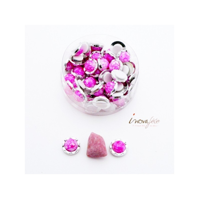 Pierre cabochon fuchsia et argent /45 - Label Fête