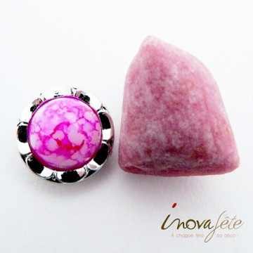 Pierre cabochon fuchsia et argent /45 - Label Fête