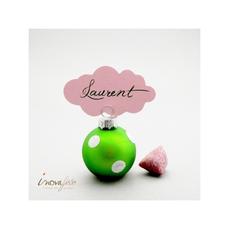 Boule de noël porte-carte verte à pois argent pailleté /6