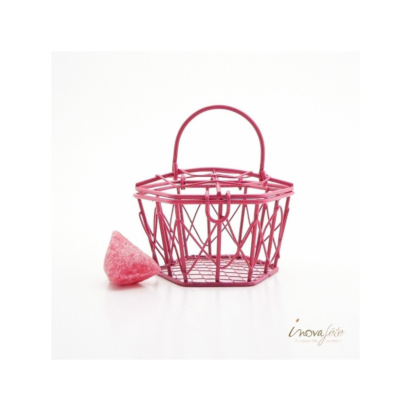 Panier métal fuchsia avec anse Panier métal fuchsia avec anse