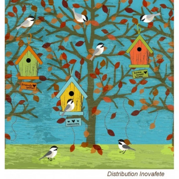 Serviettes papier décor oiseaux 33x33 cm - Label Fête