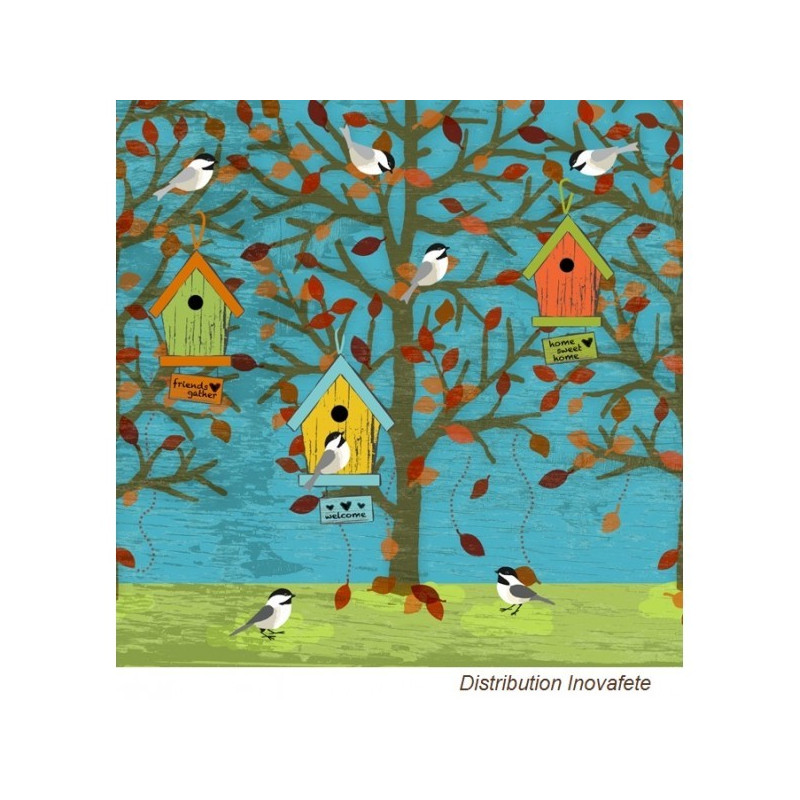 Serviettes papier décor oiseaux 33x33 cm - Label Fête