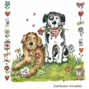 Serviettes papier décor chiens 33x33 cm - Label Fête