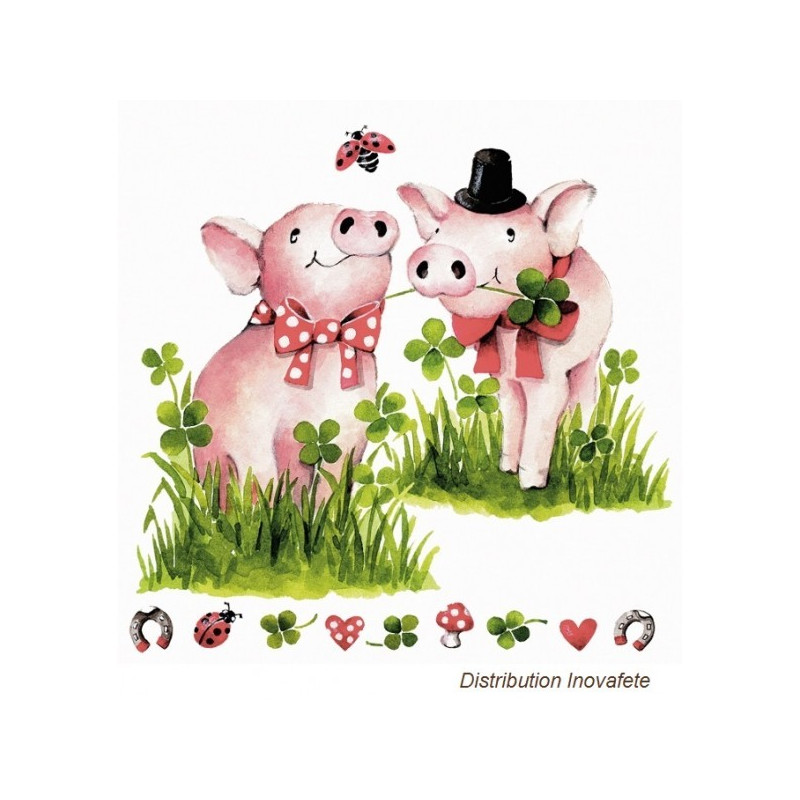 Serviettes papier décor cochons 33x33 cm Serviettes papier décor cochons 33x33 cm