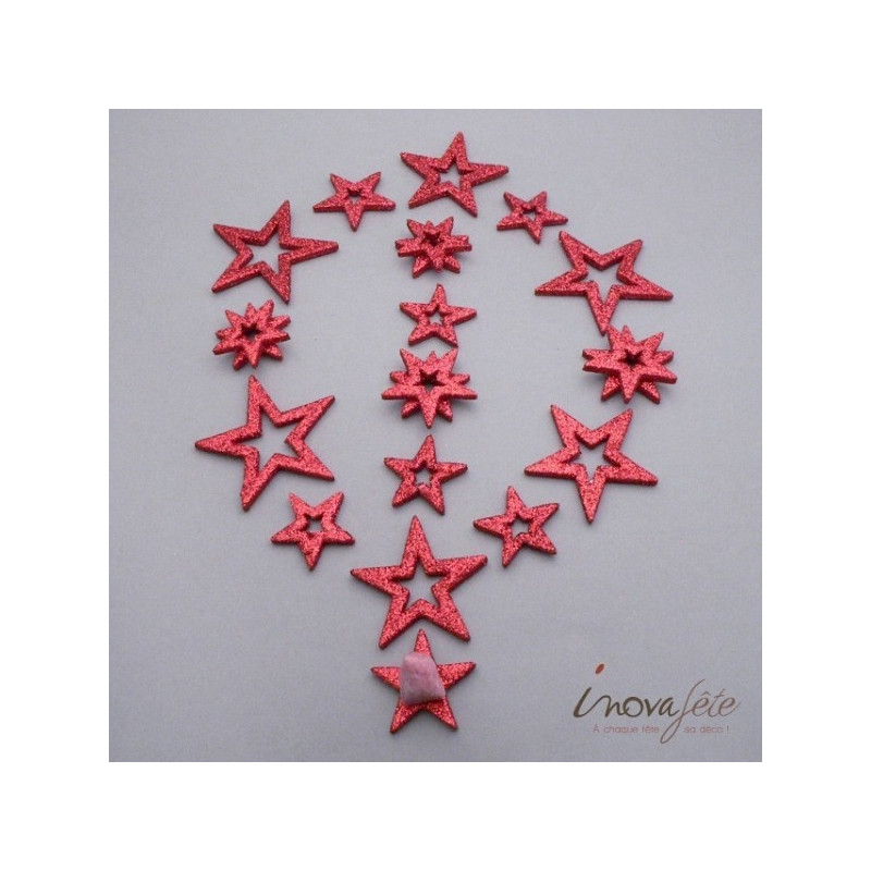 Etoiles pailletées rouge /24 Etoiles pailletées rouge /24