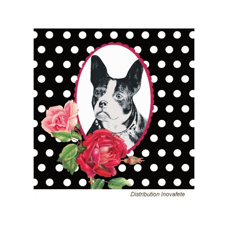 Serviettes papier décor chien bouledogue francais 33x33 cm Serviettes papier décor chien bouledogue francais 33x33 cm