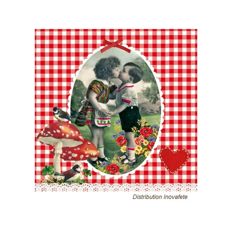 Serviettes papier couple d enfants 33x33 cm Serviettes papier couple d enfants 33x33 cm