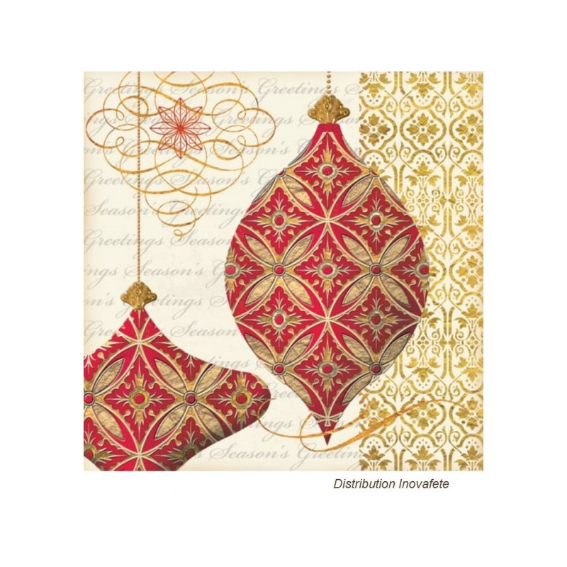 Serviettes papier décor Noel Rouge et Or 33x33 cm Serviettes papier décor Noel Rouge et Or 33x33 cm