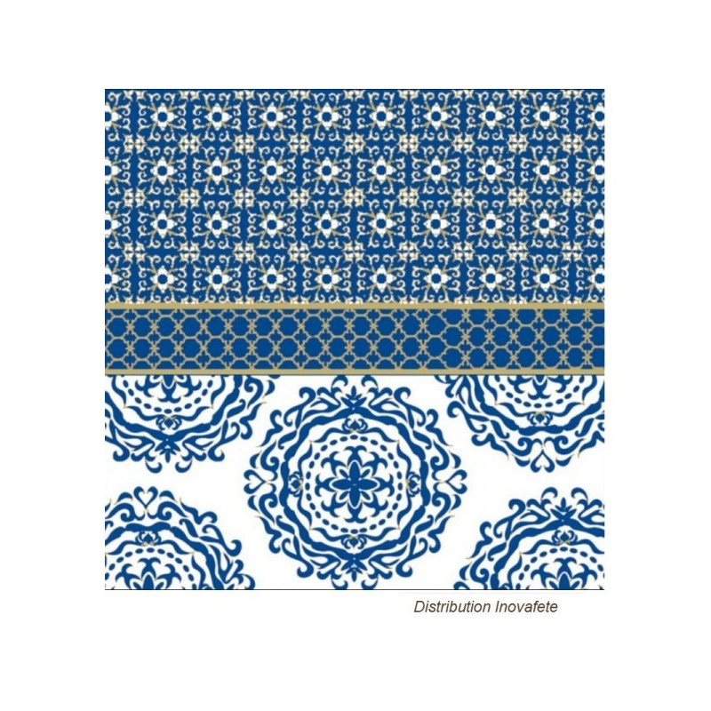 Nippon blue - Serviettes en papier bleu et blanches 33x33cm (paquet de 20)