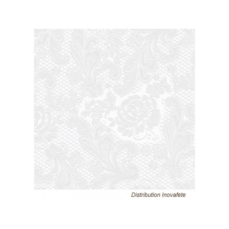 Serviettes blanche décor chic 33x33 cm - Label Fête