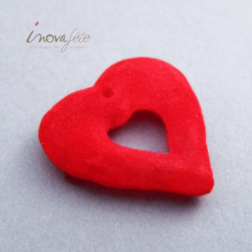 Coeur floqué rouge à accrocher ou à poser Label Fête