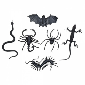 Sachet de 6 insectes assortis serpent, araignée, chauve souris, lézard, scorpion, vers millepattes