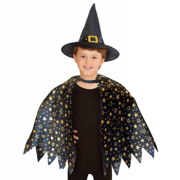 Cape et chapeau enfant sorcier sorcière Label Fête Hillion