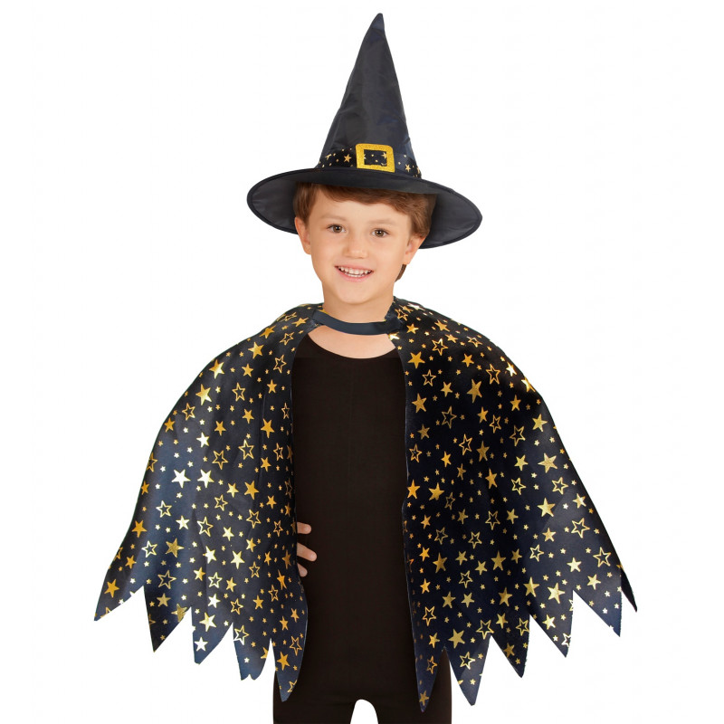 Cape et chapeau enfant sorcier sorcière Label Fête Hillion