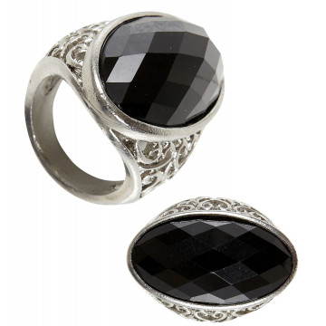 Bague argent et pierre noire