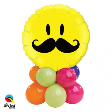Ballon Smile jaune avec Moustache Qualatex 60053