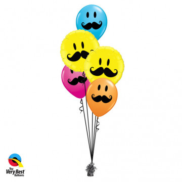Ballon Smile jaune avec Moustache Qualatex 60053