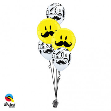 Ballon Smile jaune avec Moustache Qualatex 60053