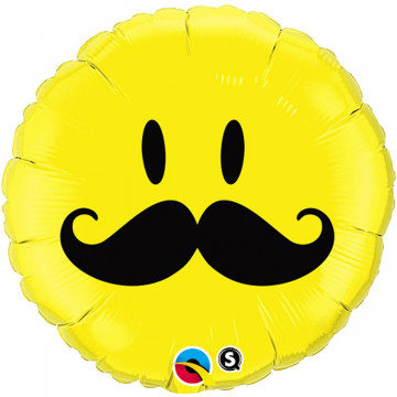 Ballon Smile jaune avec Moustache Qualatex 60053