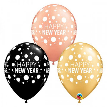 Ballons à pois en latex 100% biodégradable Happy New Year Bonne et joyeuse année 80679