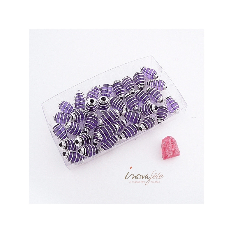 Perle violette et argent Label Fête Hillion