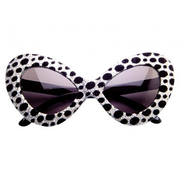 Lunettes Sorcière excentrique argent à pois noirs - Label Fête