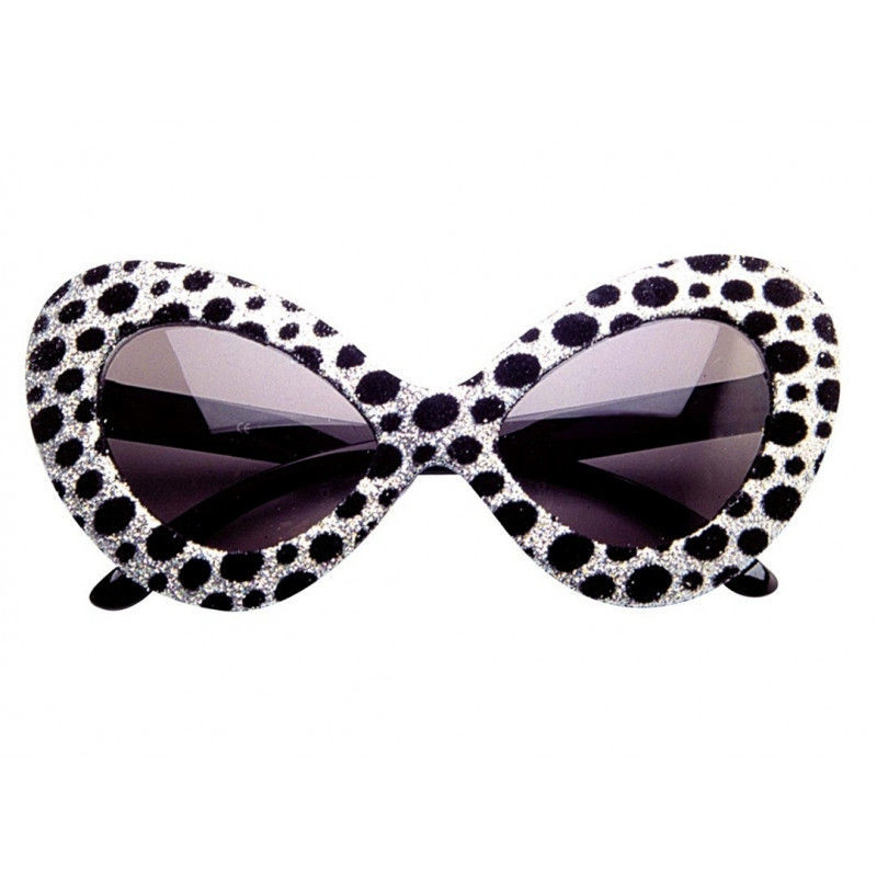 Lunettes Sorcière excentrique argent à pois noirs - Label Fête