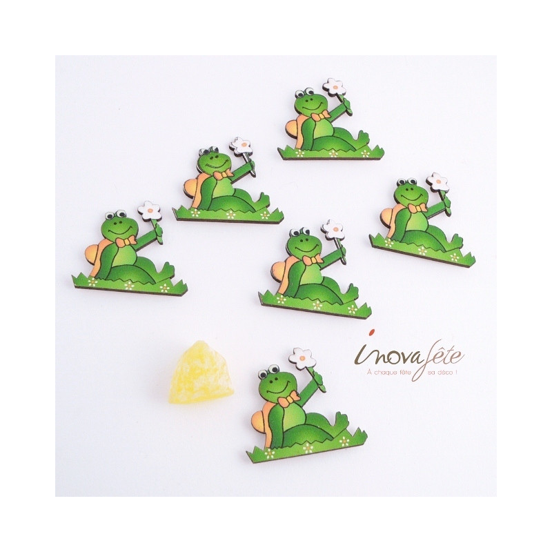 Grenouille bois avec fleur /24 - Label Fête Grenouille bois avec fleur /24 - Label Fête