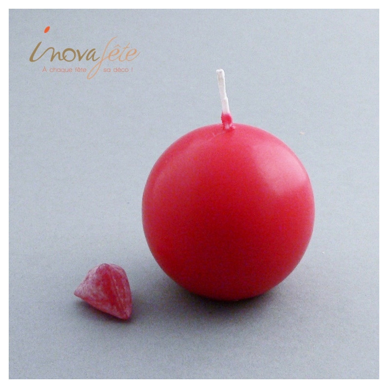 Bougie boule rouge 60mm - Label Fête