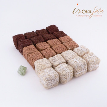 Cubes sisal tricolore chocolat /24 - Label fête