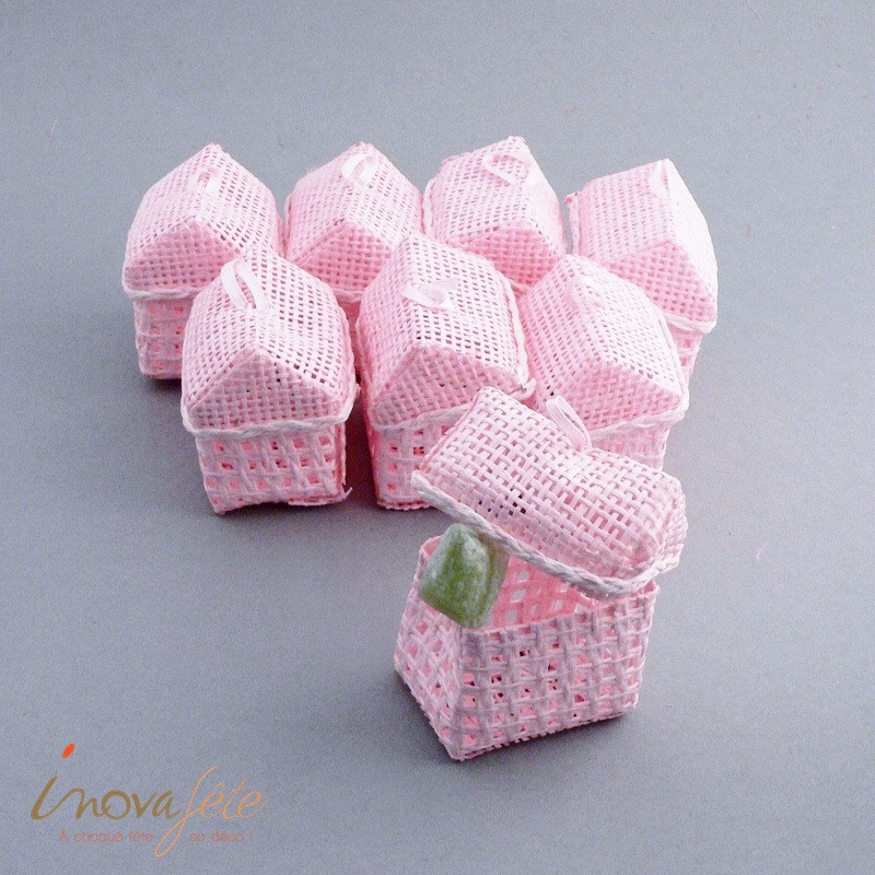 Petite maison tressée rose /8 - Label Fête Petite maison tressée rose /8 - Label Fête