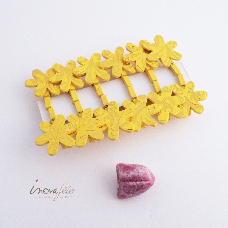 Pince bois fleur jaune et or /12 - Label Fête