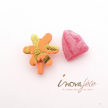 Pince fleur orange et or /12 Label Fête