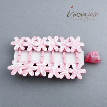 Pince fleur rose et argent /12 - Label Fête