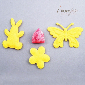 Papillon, lapin et fleur en feutre jaune /24 - Label Fête