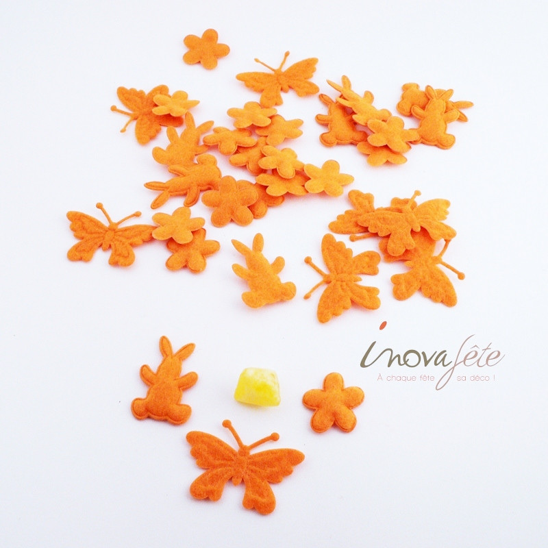 Assortiment de papillon, lapin et fleur orange /24 - Label Fête