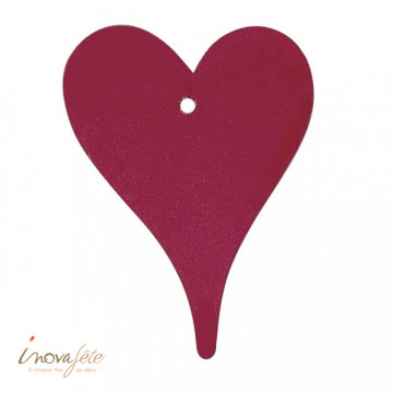 Coeur en bois rouge bordeaux - Label Fête