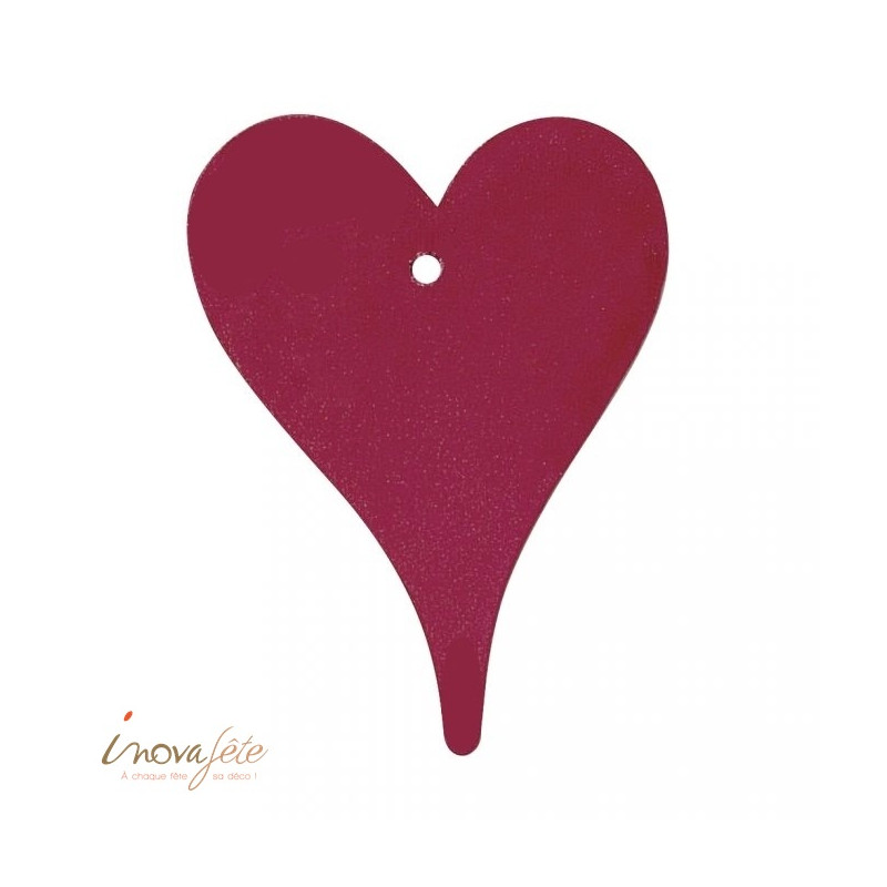 Coeur en bois rouge bordeaux - Label Fête